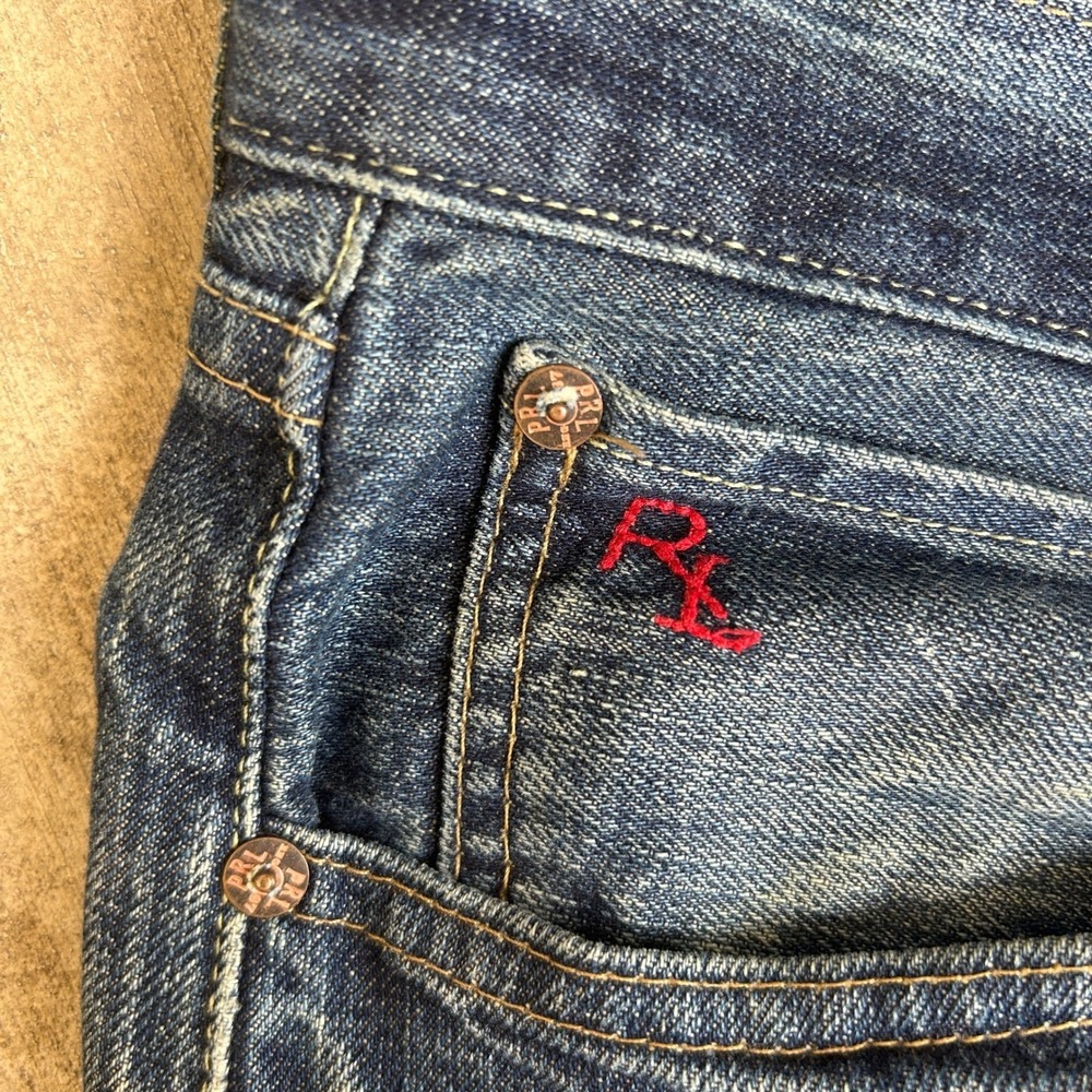 Polo Ralph Lauren 867 Jeans 36x34 Blue Dark Wash Straight Leg Vintage 90s - Picture 2 of 7